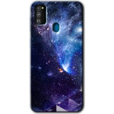 MRC İletişim Samsung Galaxy M21 Kılıf Hd Desen Baskılı Arka Kapak + Temperli Cam - Galaksi