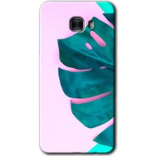 MRC İletişim Samsung Galaxy C7 Kılıf Hd Desen Baskılı Arka Kapak + Temperli Cam - 3D Yaprak