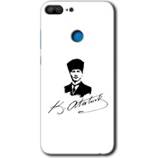 MRC İletişim Honor 9 Lite Kılıf Hd Desen Baskılı Arka Kapak + Temperli Cam - Kemal Atatürk Imza
