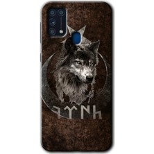 MRC İletişim Samsung Galaxy M31 Kılıf Hd Desen Baskılı Arka Kapak + Temperli Cam - Bozkurt Göktürk