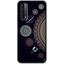 MRC İletişim Huawei P Smart 2021 Kılıf Hd Desen Baskılı Arka Kapak + Temperli Cam - Gezegen Döngüsü