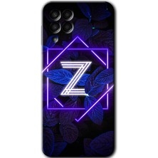 MRC İletişim Samsung Galaxy M33 Kılıf Hd Desen Baskılı Arka Kapak + Temperli Cam - Dark Neon Yaprak Z Harfi