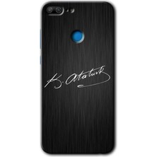 MRC İletişim Honor 9 Lite Kılıf Hd Desen Baskılı Arka Kapak + Temperli Cam - Imza Atatürk