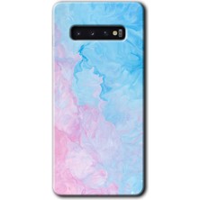 MRC İletişim Samsung Galaxy S10 Kılıf Hd Desen Baskılı Arka Kapak + Temperli Cam - Blue Art