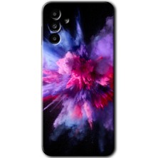 MRC İletişim Samsung Galaxy M23 Kılıf Hd Desen Baskılı Arka Kapak + Temperli Cam - Color Splash Purple