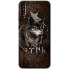 MRC İletişim Samsung Galaxy A70S Kılıf Hd Desen Baskılı Arka Kapak + Temperli Cam - Bozkurt Göktürk