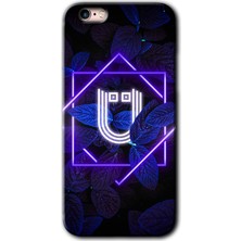 MRC İletişim iPhone 6s Kılıf Hd Desen Baskılı Arka Kapak + Temperli Cam - Dark Neon Yaprak Ü Harfi