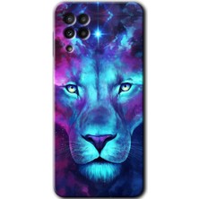 MRC İletişim Samsung Galaxy M22 Kılıf Hd Desen Baskılı Arka Kapak + Temperli Cam - Neon Lion