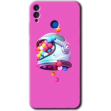 MRC İletişim Honor 8x Kılıf Hd Desen Baskılı Arka Kapak + Temperli Cam - Uzay Başlığı