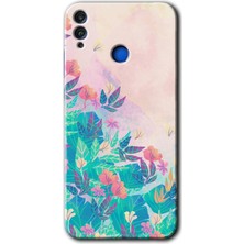 MRC İletişim Honor 8x Kılıf Hd Desen Baskılı Arka Kapak + Temperli Cam - Çizim Yapraklar