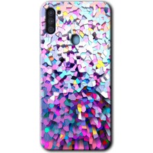 MRC İletişim Samsung Galaxy M11 Kılıf Hd Desen Baskılı Arka Kapak + Temperli Cam - MOS19C Fragments Colorfull