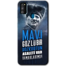MRC İletişim Samsung Galaxy M21 Kılıf Hd Desen Baskılı Arka Kapak + Temperli Cam - Bozkurt Atatürk