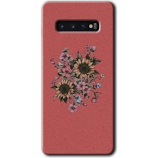 MRC İletişim Samsung Galaxy S10 Kılıf Hd Desen Baskılı Arka Kapak + Temperli Cam - Retro Çiçek