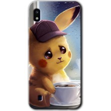 MRC İletişim Samsung Galaxy A10 Kılıf Hd Desen Baskılı Arka Kapak + Temperli Cam - Üzgün Pikaçu