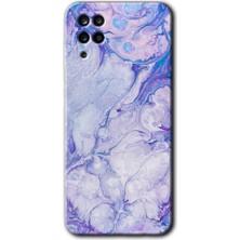 MRC İletişim Samsung Galaxy M12 Kılıf Hd Desen Baskılı Arka Kapak + Temperli Cam - Spots Lilac