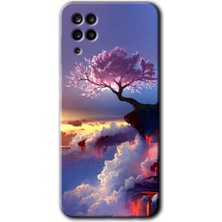 MRC İletişim Samsung Galaxy M12 Kılıf Hd Desen Baskılı Arka Kapak + Temperli Cam - Wash Red Wall