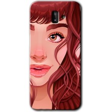 MRC İletişim Samsung Galaxy J8 Kılıf Hd Desen Baskılı Arka Kapak + Temperli Cam - Kızıl Kız