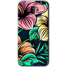 MRC İletişim Samsung Galaxy J8 Kılıf Hd Desen Baskılı Arka Kapak + Temperli Cam - Çizim Çiçekler