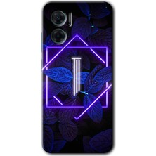 MRC İletişim Xiaomi Redmi 10 5g Kılıf Hd Desen Baskılı Arka Kapak - Dark Neon Yaprak I Harfi