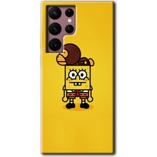 MRC İletişim Samsung Galaxy S22 Ultra Kılıf Hd Desen Baskılı Arka Kapak + Temperli Cam - Sünger Bob