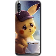 MRC İletişim Samsung Galaxy A50 Kılıf Hd Desen Baskılı Arka Kapak + Temperli Cam - Üzgün Pikaçu