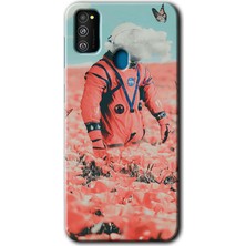 MRC İletişim Samsung Galaxy M30S Kılıf Hd Desen Baskılı Arka Kapak + Temperli Cam - Uzay Bahçesi