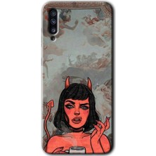 MRC İletişim Samsung Galaxy A50S Kılıf Hd Desen Baskılı Arka Kapak + Temperli Cam - Devil Girl