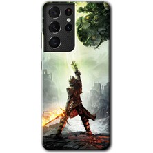 MRC İletişim Samsung Galaxy S21 Ultra Kılıf Hd Desen Baskılı Arka Kapak + Temperli Cam - Dragon Hunter