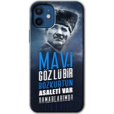MRC İletişim iPhone 12 Mini Kılıf Hd Desen Baskılı Arka Kapak + Temperli Cam - Bozkurt Atatürk