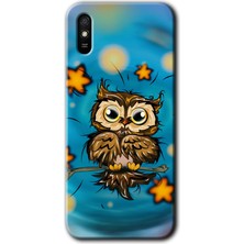 MRC İletişim Xiaomi Redmi 9A Kılıf Hd Desen Baskılı Arka Kapak - Owl Bird Stars