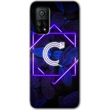 MRC İletişim Xiaomi Mi 10T Pro Kılıf Hd Desen Baskılı Arka Kapak - Dark Neon Yaprak C Harfi
