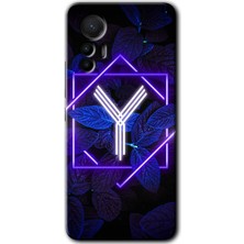 MRC İletişim Xiaomi Mi 12 Lite Kılıf Hd Desen Baskılı Arka Kapak - Dark Neon Yaprak Y Harfi