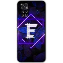 MRC İletişim Xiaomi Redmi Note 11 Pro 5g Kılıf Hd Desen Baskılı Arka Kapak - Dark Neon Yaprak E Harfi