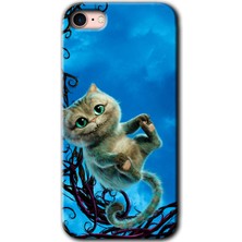 MRC İletişim iPhone Se 2020 Kılıf Hd Desen Baskılı Arka Kapak + Temperli Cam - Çılgın Kedi