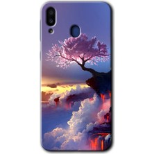 MRC İletişim Samsung Galaxy M20 Kılıf Hd Desen Baskılı Arka Kapak + Temperli Cam - Wash Red Wall