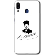 MRC İletişim Samsung Galaxy M10 Kılıf Hd Desen Baskılı Arka Kapak + Temperli Cam - Kemal Atatürk Imza