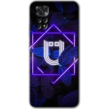 MRC İletişim Xiaomi Redmi Note 11 Pro 5g Kılıf Hd Desen Baskılı Arka Kapak - Dark Neon Yaprak Ü Harfi