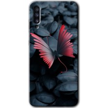 MRC İletişim Samsung Galaxy A50S Kılıf Hd Desen Baskılı Arka Kapak + Temperli Cam - Dark Butterfly