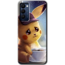 MRC İletişim Tecno Camon 18P Kılıf Hd Desen Baskılı Arka Kapak - Üzgün Pikaçu