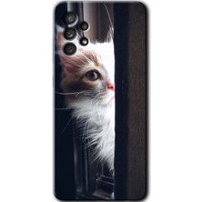MRC İletişim Samsung Galaxy A52 Kılıf Hd Desen Baskılı Arka Kapak + Temperli Cam - Kedi Bakışı