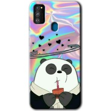 MRC İletişim Samsung Galaxy M30S Kılıf Hd Desen Baskılı Arka Kapak + Temperli Cam - Milkshake Panda