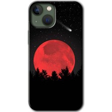 MRC İletişim iPhone 13 Kılıf Hd Desen Baskılı Arka Kapak + Temperli Cam - Kanlı Ay