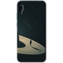 MRC İletişim Huawei Y6 2019 Kılıf Hd Desen Baskılı Arka Kapak + Temperli Cam - Space Planet