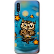 MRC İletişim Samsung Galaxy A30S Kılıf Hd Desen Baskılı Arka Kapak + Temperli Cam - Owl Bird Stars