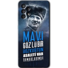 MRC İletişim Samsung Galaxy A72 Kılıf Hd Desen Baskılı Arka Kapak + Temperli Cam - Bozkurt Atatürk