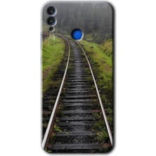 MRC İletişim Honor 8c Kılıf Hd Desen Baskılı Arka Kapak + Temperli Cam - Tren Yolu