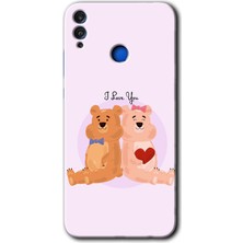 MRC İletişim Honor 8c Kılıf Hd Desen Baskılı Arka Kapak + Temperli Cam - Sevgili Ayıcık