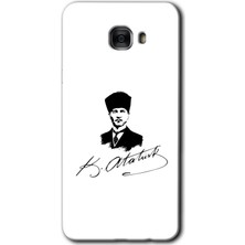 MRC İletişim Samsung Galaxy C7 Pro Kılıf Hd Desen Baskılı Arka Kapak + Temperli Cam - Kemal Atatürk Imza