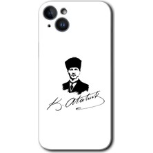 MRC İletişim iPhone 14 Kılıf Hd Desen Baskılı Arka Kapak - Kemal Atatürk Imza