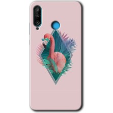MRC İletişim Huawei P30 Lite Kılıf Hd Desen Baskılı Arka Kapak + Temperli Cam - Flamingo